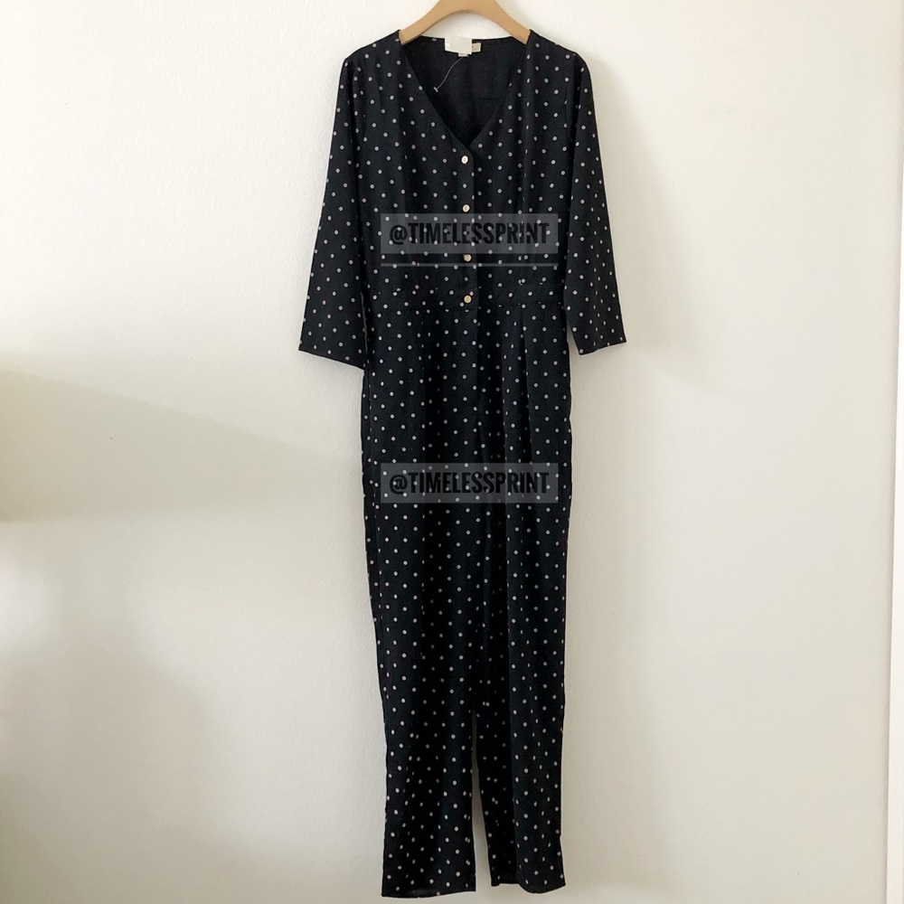 Black Jumpsuit w/ Purple Polka Dots - Picture 3 of 6